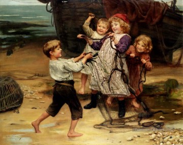  enfant Tableaux - Les jours Catch enfants idylliques Arthur John Elsley
